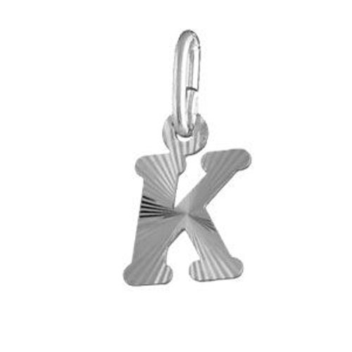 Pendentif Argent Rhodié Initiales K Striées