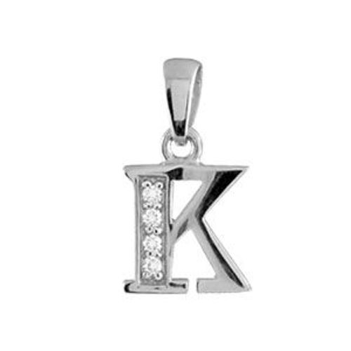 Pendentif Argent Rhodié Initiale K Pierres Blanches