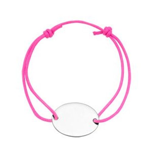 Bracelet Argent À Graver Avec Cordon Rose Coulissant