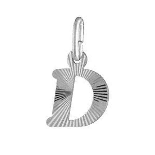 Pendentif Argent Rhodié Initiales D Striées