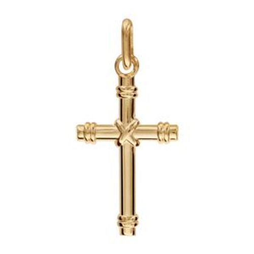 Pendentif Croix Chrétienne Bois Plaqué Or