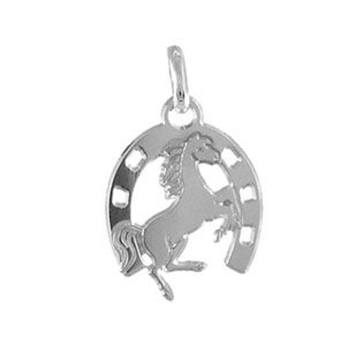 Pendentif Argent Fer À Cheval Avec Cheval Cabré