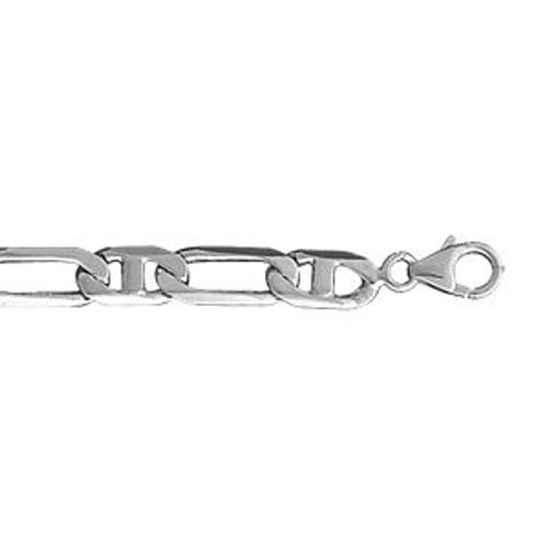 Bracelet Argent Maille Marine Alternée - 6mm / 21cm