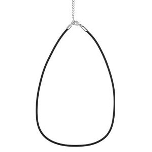 Collier Cordon Caoutchouc Fermoir Acier - 50cm Réglable À 55cm