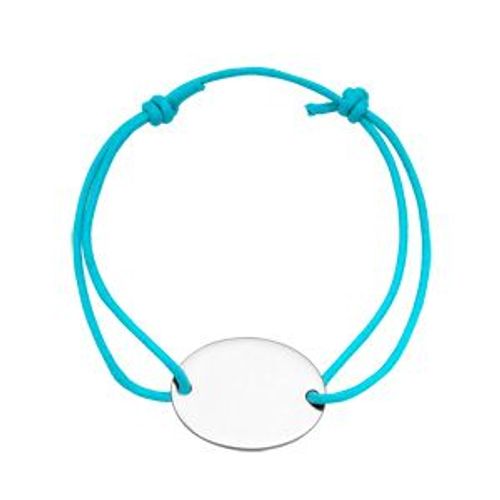 Bracelet Argent À Graver Avec Cordon Bleu Coulissant