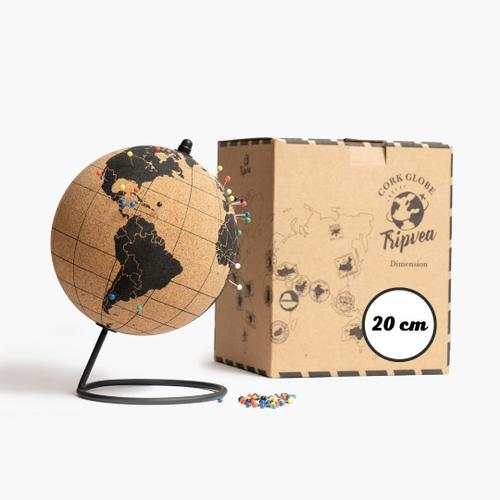Tripvea® Globe Terrestre 20 Cm Vintage En Liège - Mappemonde Décorative Thème Voyage - Idée Cadeau Déco Idéale Pour Votre Bureau Ou La Chambre De Votre Enfant