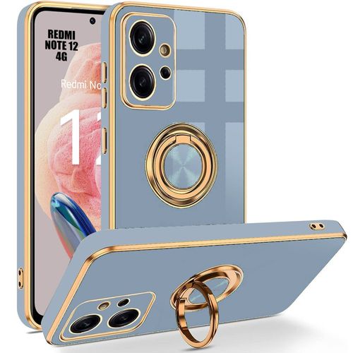 Coque Pour Xiaomi Redmi Note 12 4g (Pas Pour Redmi 12),Etui Antichoc En Silicone Ultra Mince Avec Support À Anneau Rotatif, Bleu - E.F.Connection
