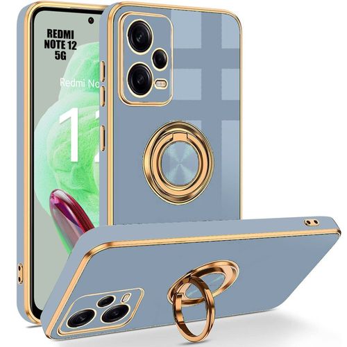 Coque Pour Xiaomi Redmi Note 12 5g (Pas Pour Redmi 12), Bleu, Coque Anneau 360 ° Rotatif En Silicone Hybride, Protection Antichoc - E.F.Connection