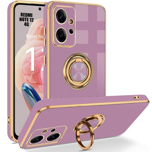 Coque Pour Xiaomi Redmi Note 12 4g (Pas Pour Redmi 12), Coque Antichoc En Silicone Hybride Avec Anneau De Ring-Stand, Violet - E.F.Connection