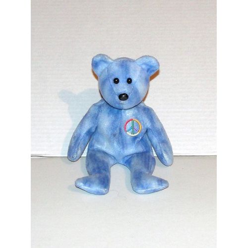 Ours Bleu Peace And Love Doudou Ours Beanie Babie Bear Bleu Ty La Paix