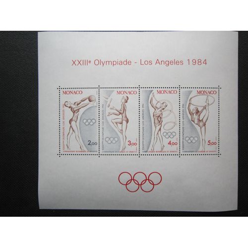 Monaco. Bloc N°27 (1984): Jeux Olympiques D Ete A Los Angeles. Gymnastique Rythmique Et Sportive - 23eme Olympiade