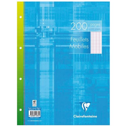Clairefontaine  Lot De 5 Paquets De 100 Feuillets Mobiles Sous Film 24x32 200 Pages Séyès