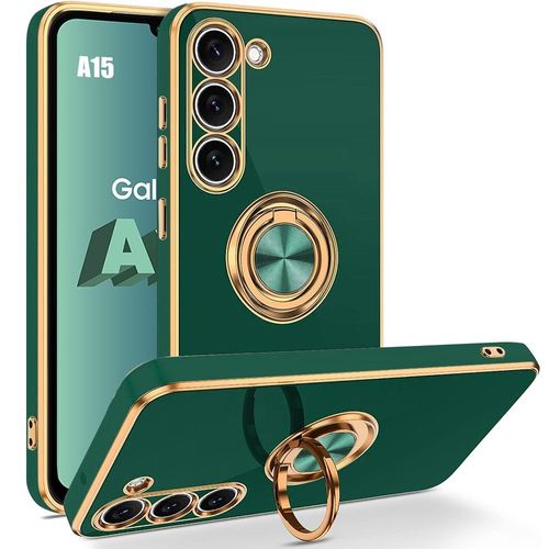 Coque Pour Samsung Galaxy A15 4g/5g, Coque En Silicone Liquide Avec Support À Anneau 360 ° Rotatif, Protection Antichoc - Vert Nuit - Booling