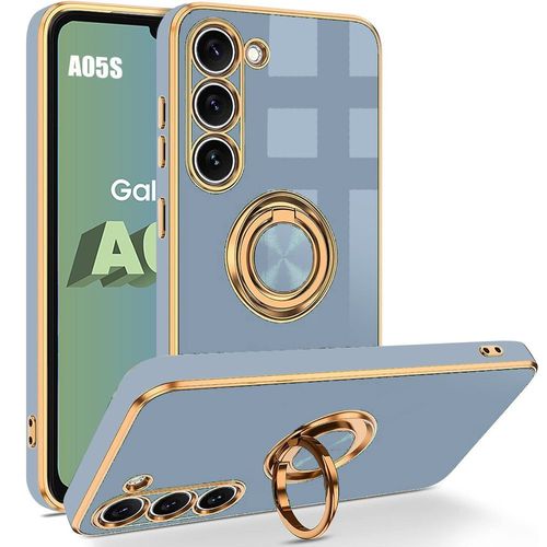 Coque Pour Samsung Galaxy A05s (Pas Pour A05), Silicone Liquide Avec Support De Bague 360 ° Rotatif, Protection Antichoc - Bleu - Booling