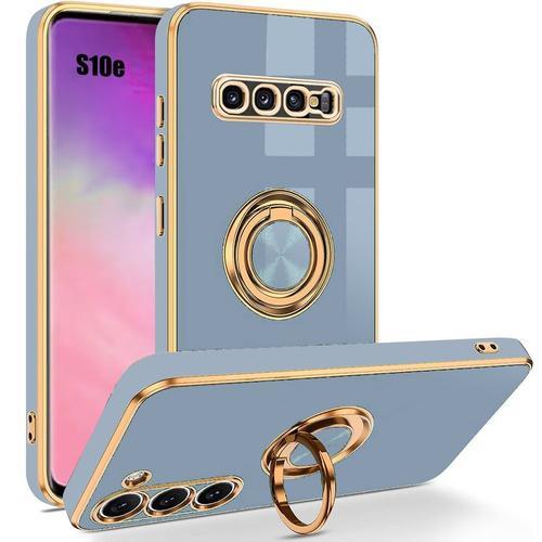 Coque Pour Samsung Galaxy S10e (Pas Pour S10), Bleu, Anneau Antichoc En Tpu Souple Avec Support Rotatif De Bague Mignon - Booling