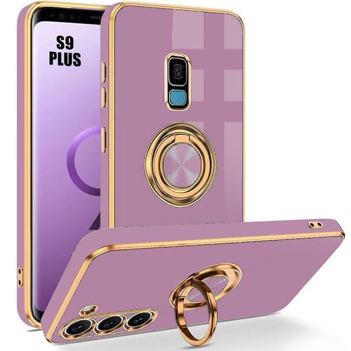 Coque Pour Samsung Galaxy S9 Plus (S9+) , Coque Antichoc En Silicone Hybride, Design De Support À Anneau 360 ° Rotatif, Violet - Booling