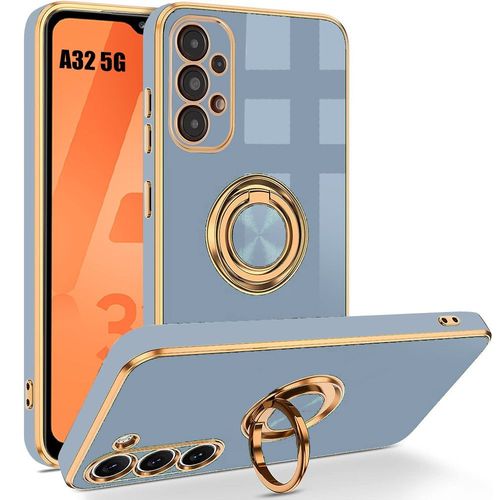Coque Pour Samsung Galaxy A32 5g (Pas Pour 4g), Antichoc En Silicone Hybride Avec Support À Anneau 360 ° Rotatif - Bleu - Booling