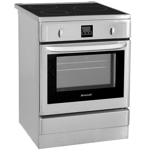 Brandt KIP100X - Cuisinière - pose libre - largeur : 60 cm - profondeur : 61.8 cm - hauteur : 85 cm - avec système auto-nettoyant - classe A - acier inoxydable