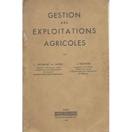 Gestion Des Exploitations Agricoles.