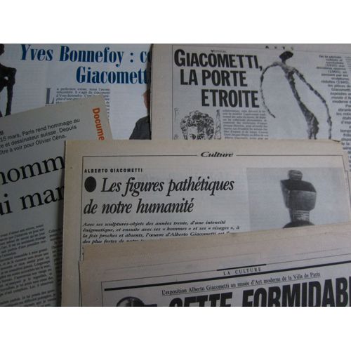Alberto  Giacometti : 5 Articles (Rouge-1992 / L' Humanité-1992 / Libération-1991 / Télérama-1991 / Évènement Du Jeudi-1991)