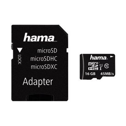 Hama - Carte mémoire flash (adaptateur microSDHC - SD inclus(e)) - 16 Go - UHS Class 1 / Class10 - microSDHC UHS-I