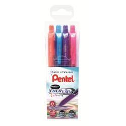 Pentel Energel X - Stylo Bille - Encre Gel - 0.7 Mm - Moyen - Rétractable - Pack De 4