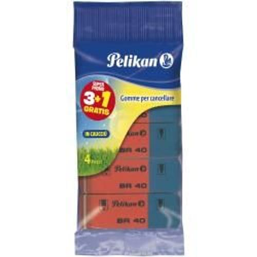 Pelikan Br 40 - Gomme - Rouge/Bleu - Caoutchouc ( Pack De 4 )