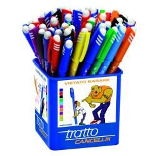 Tratto Cancellik - Stylo À Bille - Non Permanent - Couleurs Assorties - 1 Mm - Avec Gomme - Pack De 50