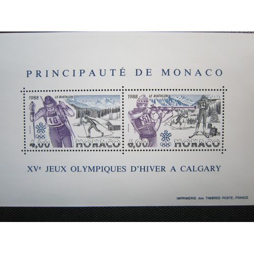 Monaco. Bloc N°40.Jeux Olympiques De Calgary (1988)