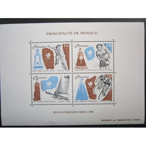 Monaco. Bloc N°42. Jeux Olympiques De Seoul (1988)