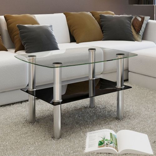 Table Basse Avec 2 Étagères Verre