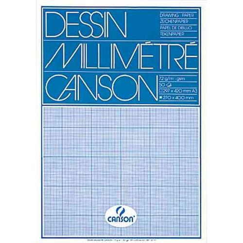 CANSON Pochette papier millimétré 12 feuilles A4 - 90 g - Bleu