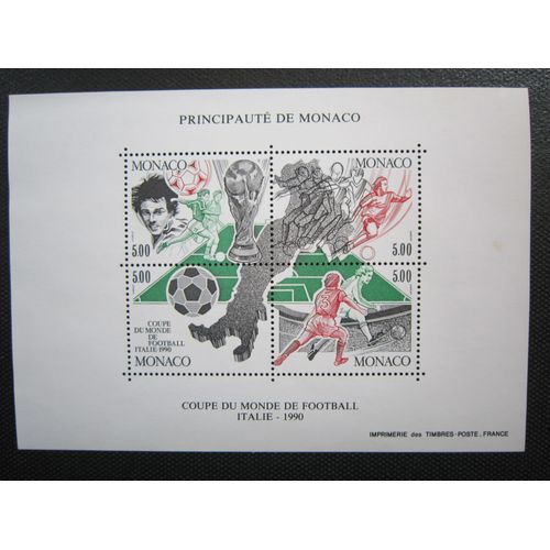 Monaco. Bloc N°50.  Italia 90. Coupe Du Monde De Football En Italie (1990)