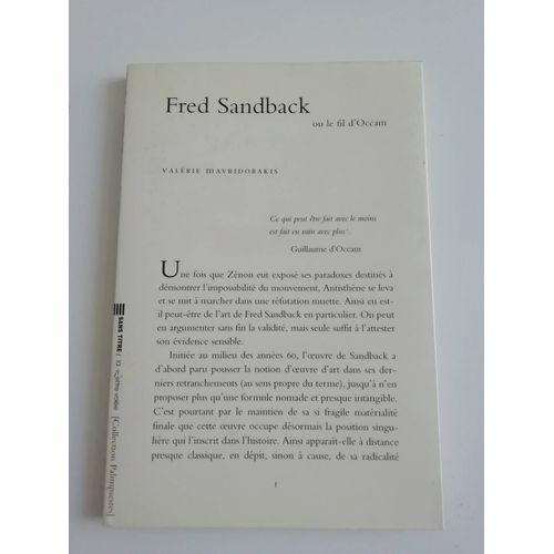 Fred Sandback Ou Le Fil D' Occam Par Valérie Mavridorakis