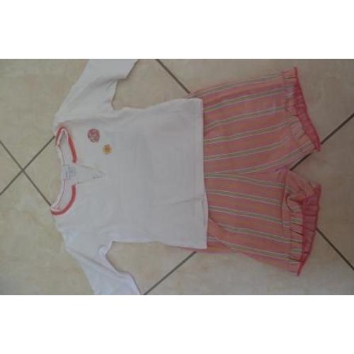 Ensemble Vêtement Mexx Short T-Shirt Blanc Orange 6 Mois