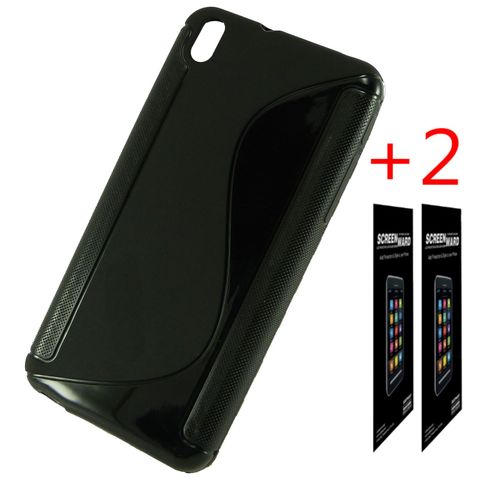 Pour Htc Desire 816 : Etui Coque Silicone Noir S Design+ 2 Films