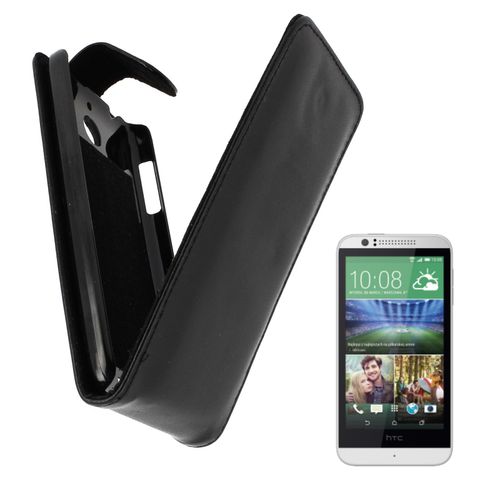 Pour Htc Desire 510 : Housse Aspect Cuir Noir Rabat De Protection