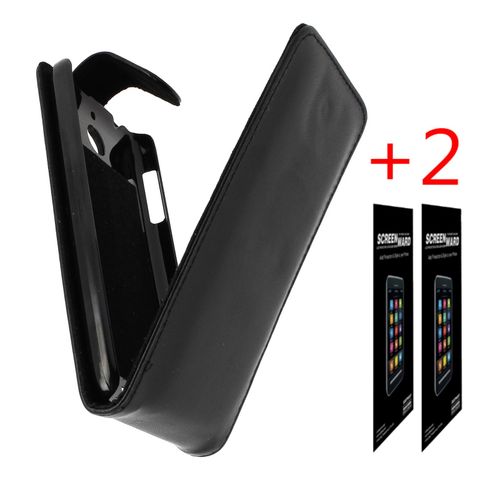 Pour Htc Desire 510 : Housse Aspect Cuir Noir Rabat De Protection+ 2 Films
