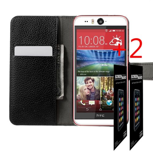 Pour Htc Desire Eye : Housse Aspect Cuir Stand Up Porte Cartes+ 2 Films