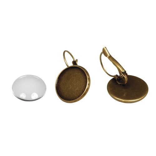 Boucles D'oreille Cabochon Rond Doré La Paire