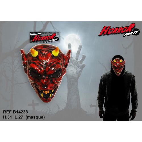 Masque Plastique Horror Party Demon Cornes Taille Unique