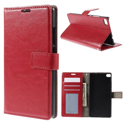 Etui Type Portefeuille Pour Huawei Ascend P8 Coloris Rouge Rabat Latéral Articu