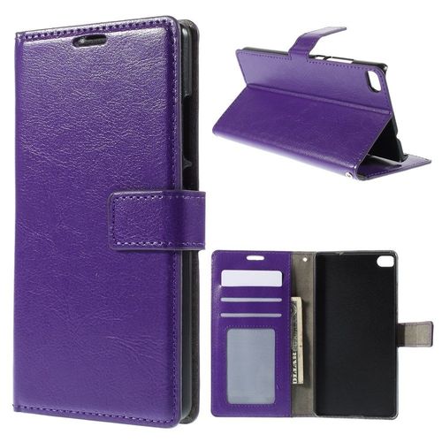 Etui Type Portefeuille Pour Huawei Ascend P8 Coloris Violet Rabat Latéral Artic