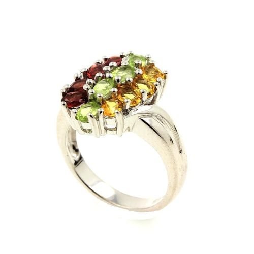Bague Grenat Peridot Citrine   Argent 925