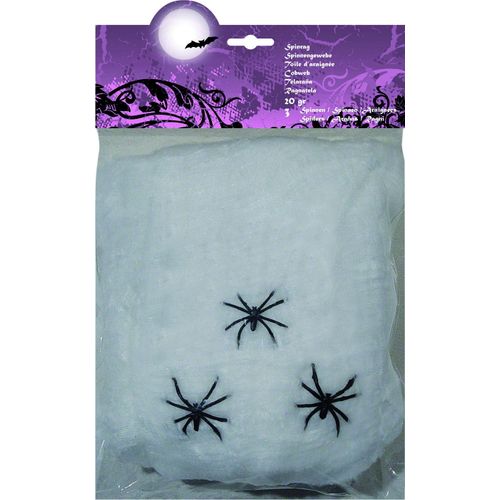Décoration Toile D'araignée Blanche Avec Araignées 20 G Halloween - 65197