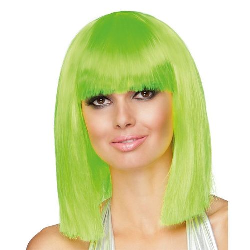 Perruque Carré Mi-Long Verte Fluo Adulte - 30554