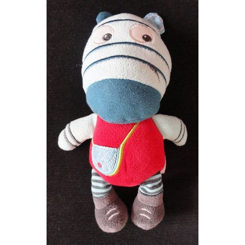 Doudou Zèbre Rouge Et Bleu Motif Petit Sac Pommette