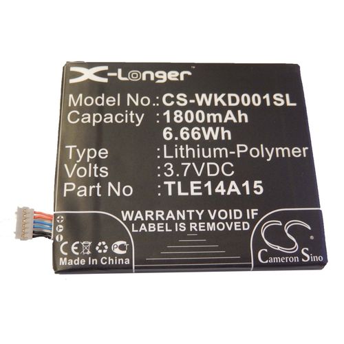 Batterie Li-Polymer Vhbw 1800mah (3.7v) Pour Téléphone Portable, Smartphone Wiko Darkmoon . Remplace: Tle14a15.