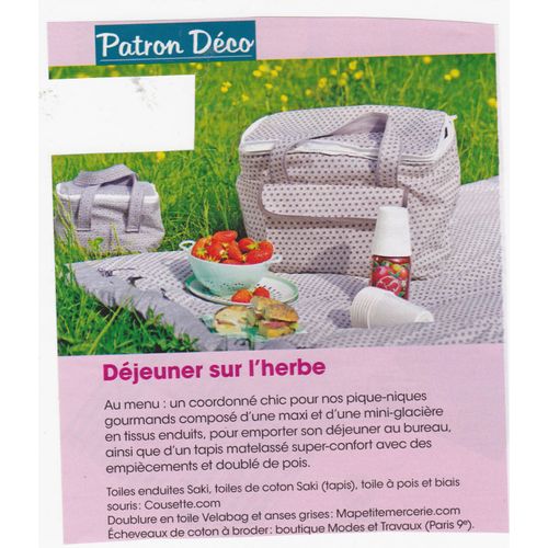 Patron Couture Décoration Modes Et Travaux : Glacières Et Tapis De Pique-Nique