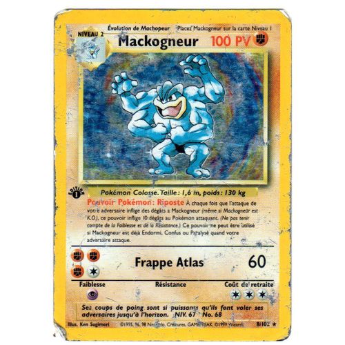 Pokemon Francaise Base Édition 1 (Ed 1) Holo N° 8/102 Mackogneur 100 Pv (N' Existe Qu' En Ed 1)